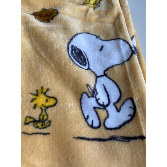 PEANUTS SNOOPY Plush Velvet Soft THROW Blanket Twin 50”x70” Autumn Fall Leaves - Picture 10 of 11